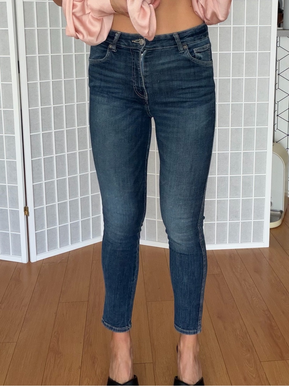 ZARA Women’s Dark Blue High-Rise Skinny Jeans